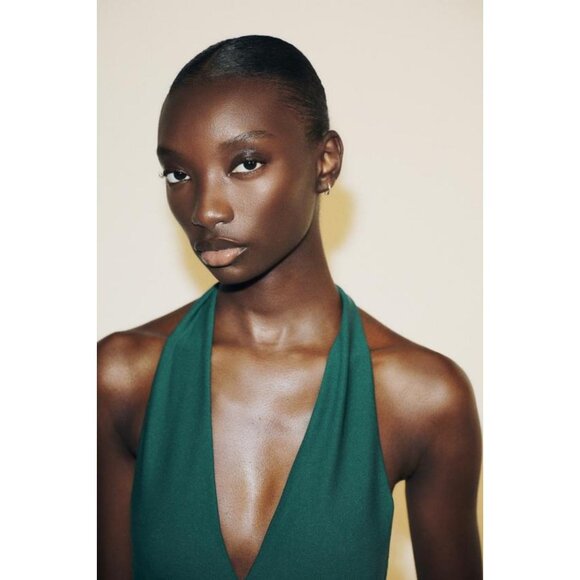 ZARA GATHERED HALTERNECK MAXI DRESS - Picture 4 of 9